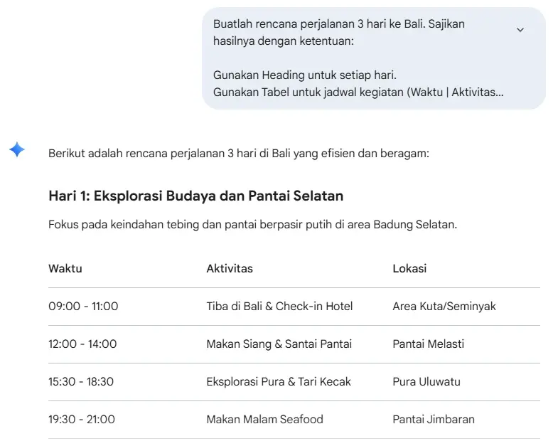 Contoh Hasil Prompt Spesifik